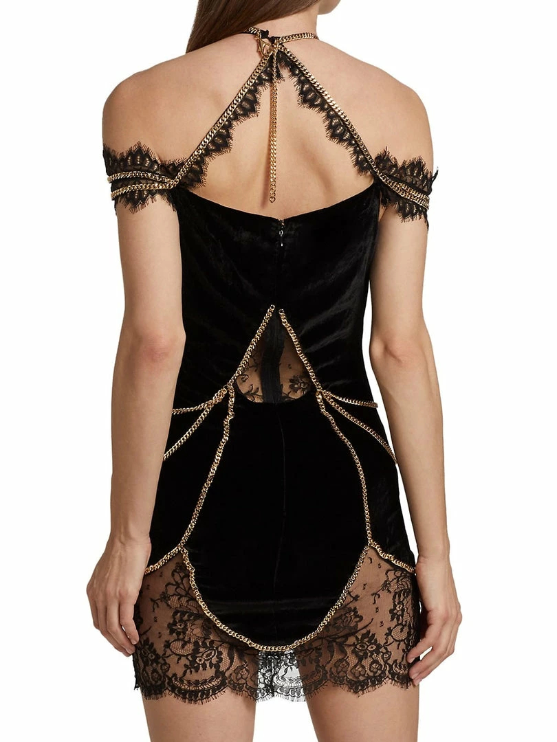 Christian Cowan Velvet Chain Strap Dress 6 Christian Cowan Velvet Chain Strap Dress