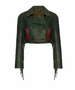 Momma's Blues Emerald Egyptian Cat Fringed Jacket