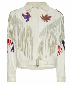 Momma's Blues White Fringe Sirens Leather Jacket