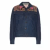 Momma's Blues Vishna Denim Jacket With Leopard Print Shoulders