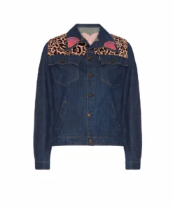 Momma's Blues Vishna Denim Jacket With Leopard Print Shoulders