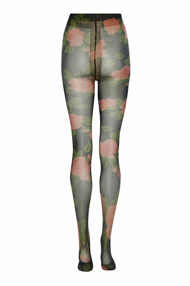 Richard Quinn Pink Rose Printed Sheer Tights 3 Richard Quinn Pink Rose Printed Sheer Tights