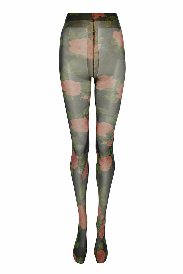 Richard Quinn Pink Rose Printed Sheer Tights 4 Richard Quinn Pink Rose Printed Sheer Tights