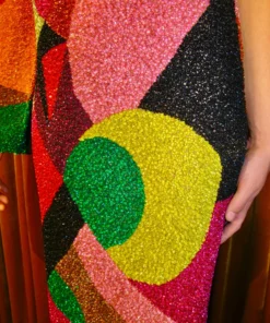 Ashish Sequin Long Asymmetric Abstract Dress