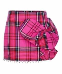 Area Heart Bow Tartan Mini Skirt