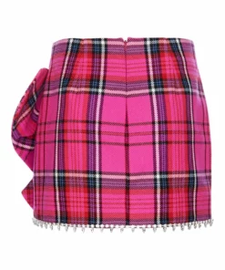 Area Heart Bow Tartan Mini Skirt