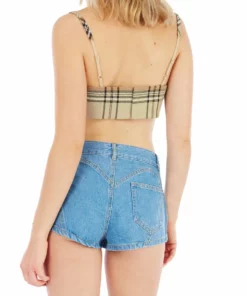 Area Crystal Trim Tartan Heart Top