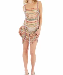 Area Draped Crystal Mini Dress
