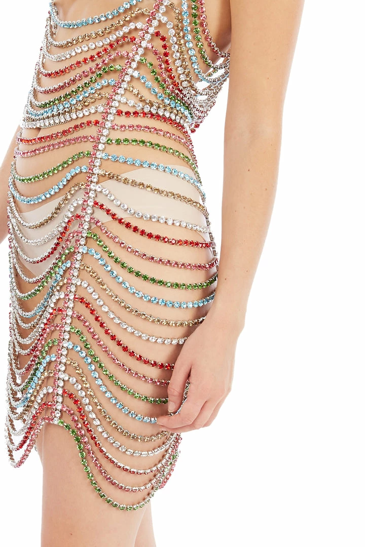 Area Draped Crystal Mini Dress 5 Area Draped Crystal Mini Dress