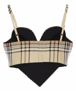 Area Crystal Trim Tartan Heart Top