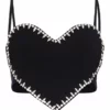 Area Crystal Trim Heart Top