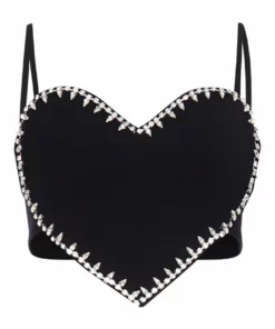 Area Crystal Trim Heart Top