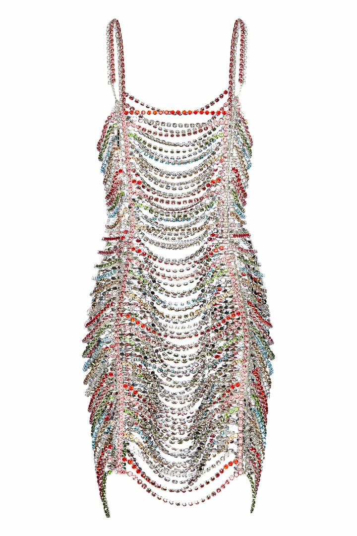 Area Draped Crystal Mini Dress 8 Area Draped Crystal Mini Dress