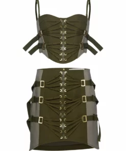 Dion Lee Laced Slider Skirt- Olive 13 Dion Lee Laced Slider Skirt- Olive