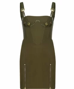 Dion Lee Fan Lace Zipped Dress- Olive