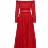 Giambattista Vali Red Lace Midi Dress