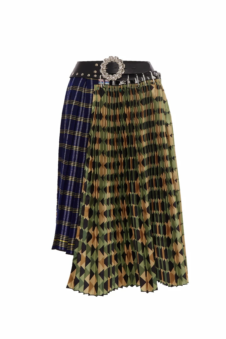 Chopova Lowena Tartan-wool/ Argyle-taffeta Midi Skirt 3 Chopova Lowena Tartan-wool/ Argyle-taffeta Midi Skirt