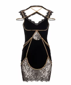 Christian Cowan Velvet Chain Strap Dress