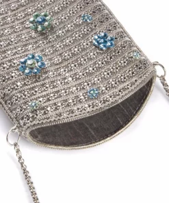 Mae Cassidy Simi Bloom Silver Phone Bag