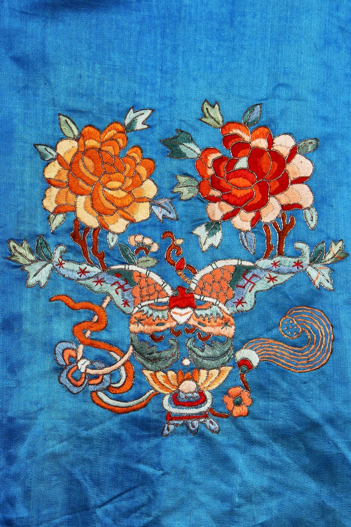 Annie's Archive 1920s Chang-Fu Blue Satin Embroidered Kimono 5 Annie's Archive 1920s Chang-Fu Blue Satin Embroidered Kimono