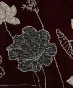 Annie's Archive 1910 Burgundy Velvet Robe Kimono With Embroidered Cranes And Lily Pads