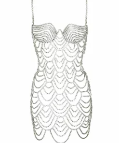 Area Scalloped Crystal Dress