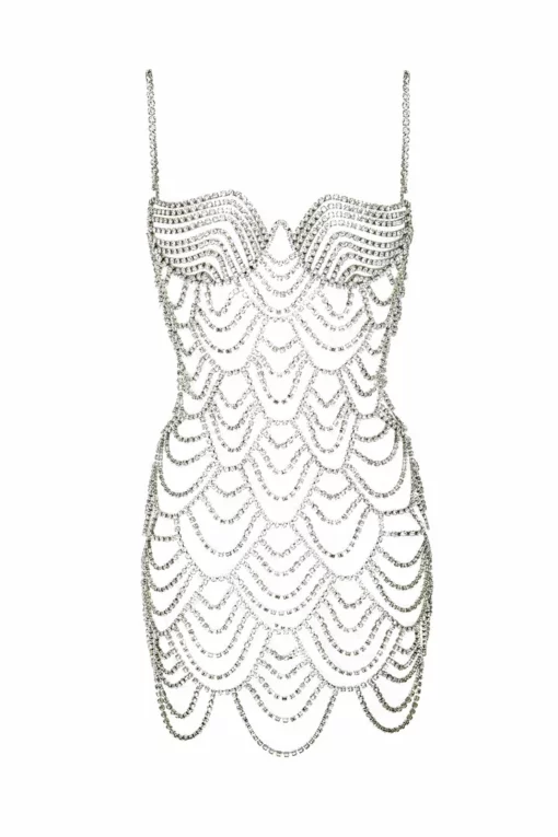Area Scalloped Crystal Dress