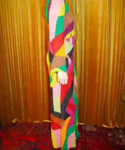 Ashish Sequin Long Asymmetric Abstract Dress