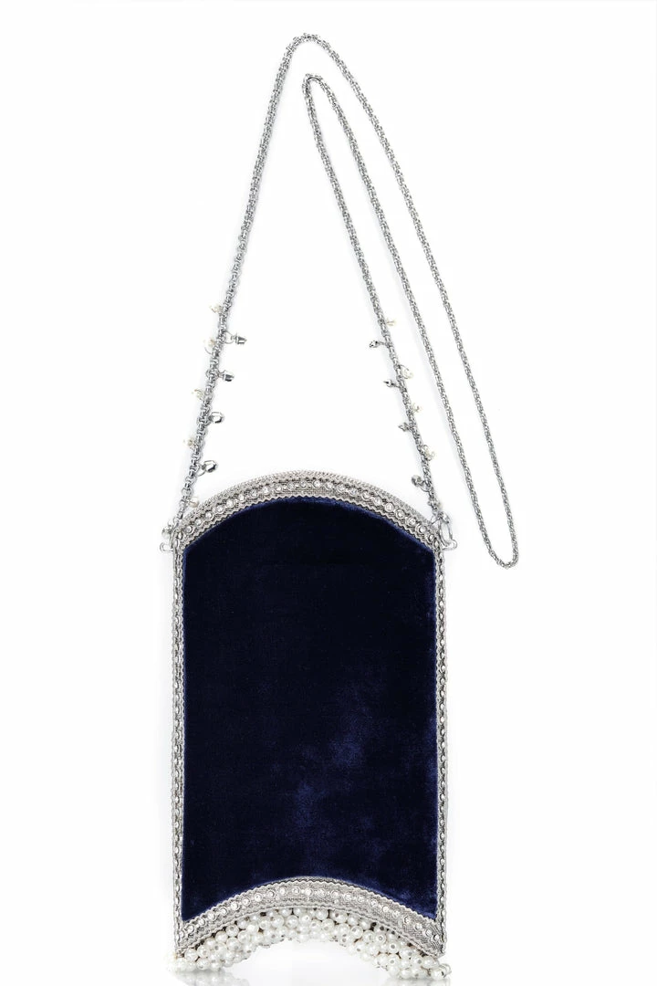Mae Cassidy Velvet Pearl Cocktail Midnight Blue Phone Bag 5 Mae Cassidy Velvet Pearl Cocktail Midnight Blue Phone Bag