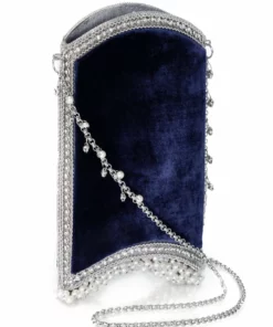 Mae Cassidy Velvet Pearl Cocktail Midnight Blue Phone Bag