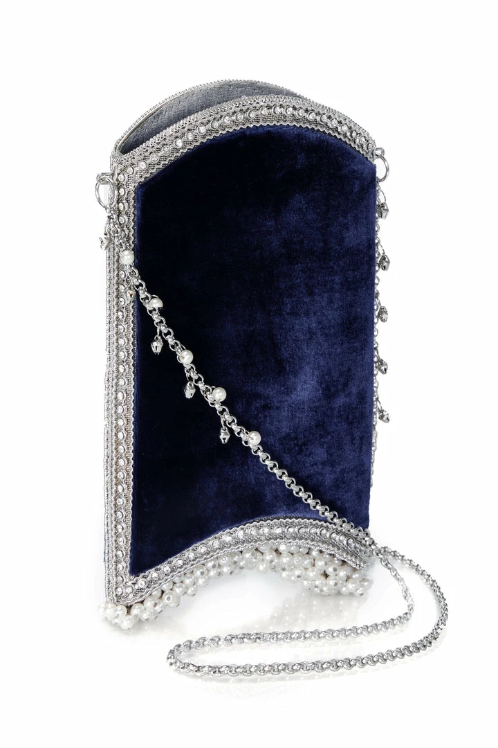 Mae Cassidy Velvet Pearl Cocktail Midnight Blue Phone Bag 3 Mae Cassidy Velvet Pearl Cocktail Midnight Blue Phone Bag