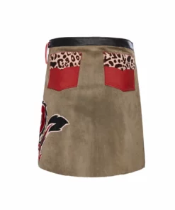 Momma's Blues Dragon Appliquéd Suede Leather Mini Skirt