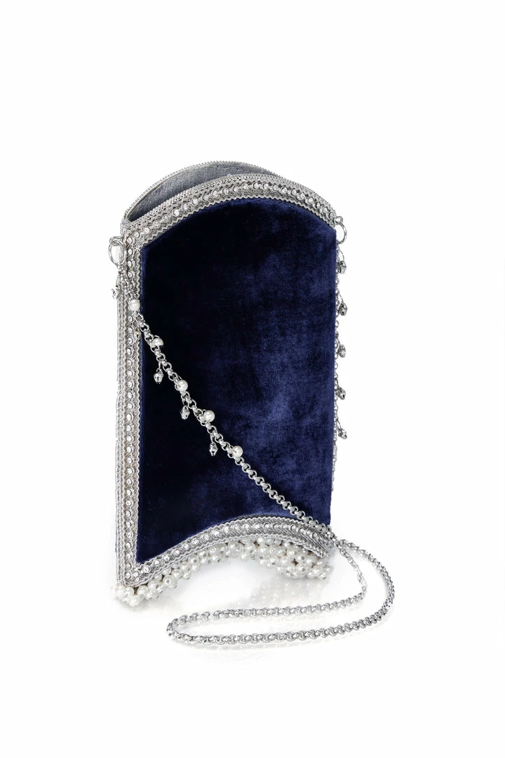 Mae Cassidy Velvet Pearl Cocktail Midnight Blue Phone Bag 6 Mae Cassidy Velvet Pearl Cocktail Midnight Blue Phone Bag