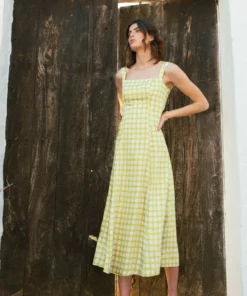 De La Vali Bandana Green Polka Dress