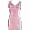 Area Crystal Bow Strap Mini Dress