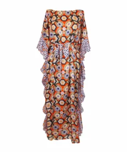 Temperley London Silk Crochet Print Kaftan