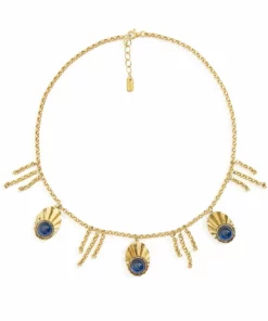 Liase Crown Shell Necklace With Blue Zircons