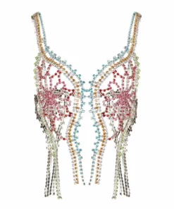 Area Crystal Crochet Flower Top