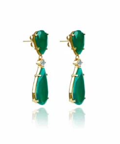 Opuline Isabella Green Onyx Earrings