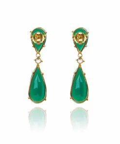 Opuline Isabella Green Onyx Earrings