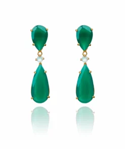 Opuline Isabella Green Onyx Earrings