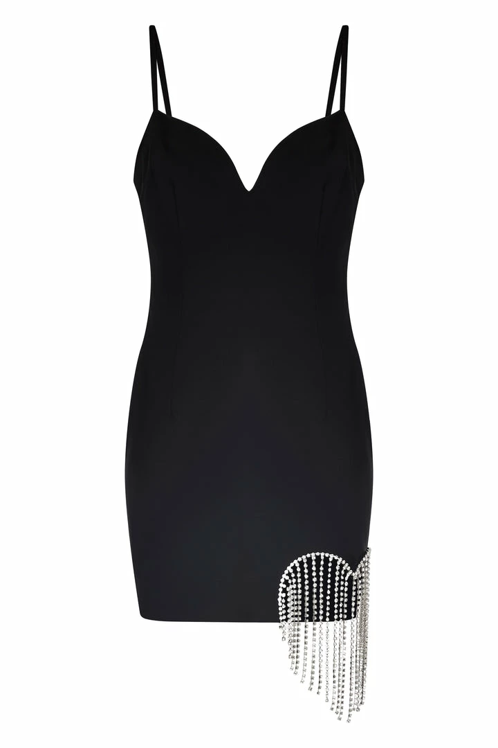 Area Mini Dress With Crystal Heart Fringe Cutout 3 Area Mini Dress With Crystal Heart Fringe Cutout