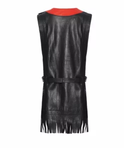 Annie's Archive 1960s Pierre Cardin Mod Space Black Lambskin Leather Fringed Mini Dress. Rent: £55/Day