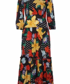 RIXO Monet Spotted Lily Garden Dress