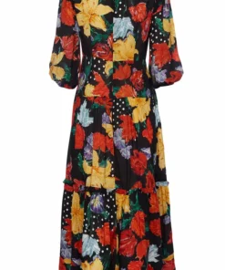 RIXO Monet Spotted Lily Garden Dress