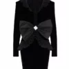 Alessandra Rich Dress Mini Velvet Bow & Plisse