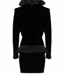 Alessandra Rich Dress Mini Velvet Bow & Plisse