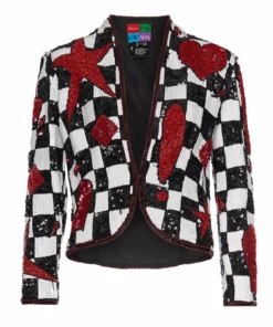 Annie's Archive 1980s Elle Singh For Escada Checkered Sequin Jacket With Red Stars