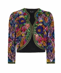 Annie's Archive 1940s Multi-Coloured Floral Sequin Jacket