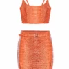 Mia Vesper Faux Croc Tiny Skirt - Orange